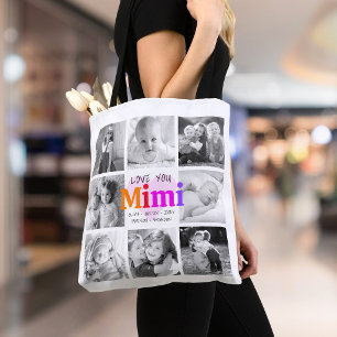 Liebe dich Mimi Bunt Moderne 8er Foto Collage Tasche