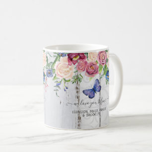 Liebe dich Mimi Florale Rustikale Navy Burgunder P Kaffeetasse