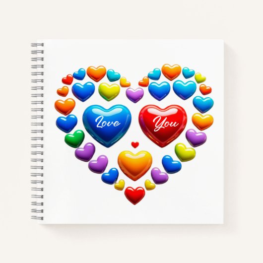 Liebe dich mit bunten Herzen Notizblock (Vorderseite)