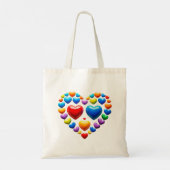 Liebe dich mit bunten Herzen Tragetasche (Rückseite)
