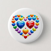 Liebe dich mit farbenfrohen Herzen Button (Vorderseite)