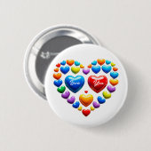 Liebe dich mit farbenfrohen Herzen Button (Vorne & Hinten)