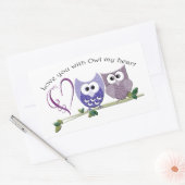 Liebe dich mit Owl my heart, niedliche Kunst Rechteckiger Aufkleber (Umschlag)