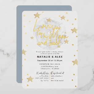 Liebe dich Mond & zurück Boy Baby Shower Folieneinladung