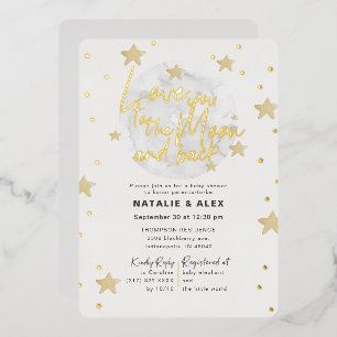 Liebe dich Mond & zurück Neutrale Babyparty Folieneinladung