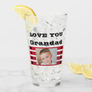 Liebe dich Opa zwei Fotos schwarz rotes Bier Glas