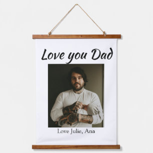 liebe dich papa vatertag foto name einfach wandteppich mit holzrahmen