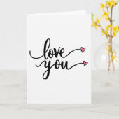 Liebe dich rosa Herzen Skript Glatte Karte (Gelbe Blume)
