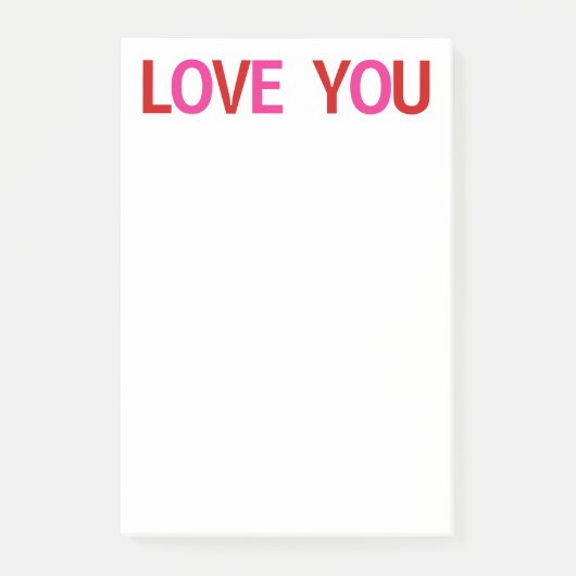 Liebe dich Rot Pink Post-it Klebezettel (Vorderseite)