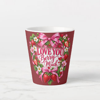 Liebe dich sehr Erdbeertasse | Rosa Romantik Milchtasse