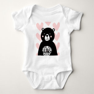 Liebe dich sehr süßer Bär Mädchen Rosa Herz Baby Strampler