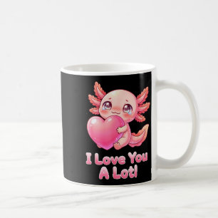 Liebe dich sehr! Süßer rosa Axolotl Herz Chibi Mäd Kaffeetasse