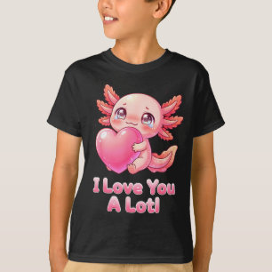 Liebe dich sehr! Süßer rosa Axolotl Herz Chibi Mäd T-Shirt