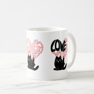 Liebe dich selbst lustige Katze Kaffeetasse