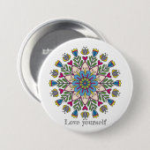 Liebe dich selbst Mandala Blumen Button (Vorne & Hinten)