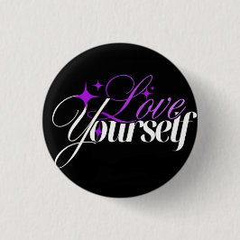 Liebe dich selbst Purple & White Schrift Button