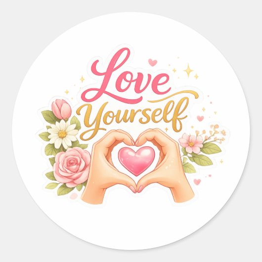 Liebe dich selbst runder aufkleber (Vorderseite)