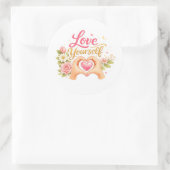 Liebe dich selbst runder aufkleber (Tasche)