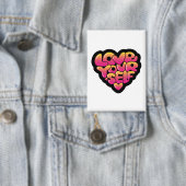 Liebe dich selbst Typografie Herz Aufkleber  Button (Insitu)