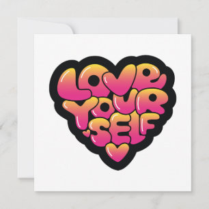Liebe dich selbst Typografie Herz Aufkleber Einladung