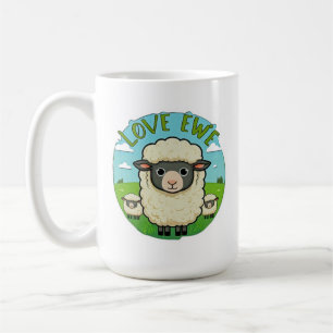 Liebe dich süße Schaf Puns Herz Tier Kunstwerk Kaffeetasse