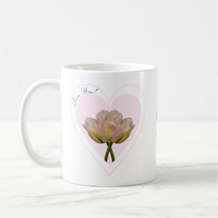 Liebe dich Tulpen in rosa Herz Kaffeetasse