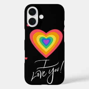 Liebe dich und Regenbogenherz iPhone 16 Hülle