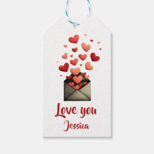 Liebe dich Valentinstag-Umschlag-Design Geschenkanhänger