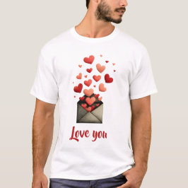 Liebe dich Valentinstag-Umschlag-Design T-Shirt
