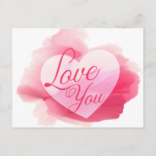 Liebe dich Wasserfarbe Rosa und rotes Herz Postkarte