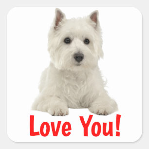 Liebe dich West Highland Terrier Welpe Quadratischer Aufkleber