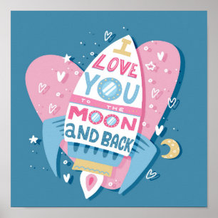 Liebe dich zum Mond Raketenposter Poster