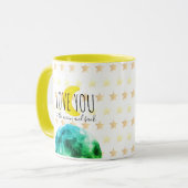 "Liebe dich zum Mond und zurück" Erde, Mond, Stern Tasse (Vorderseite Links)