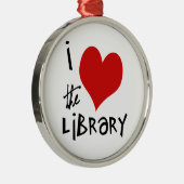 Liebe die Bibliothek Silbernes Ornament (Rechts)