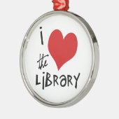 Liebe die Bibliothek Silbernes Ornament (Links)