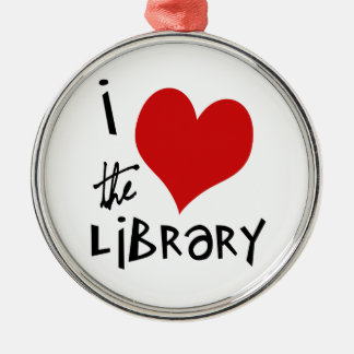 Liebe die Bibliothek Silbernes Ornament