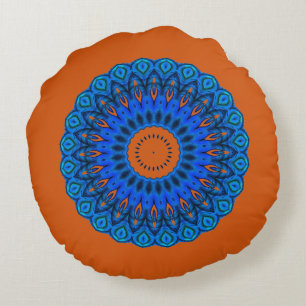 Liebe Die Blues Dark Pfirsich Mandala Rundkissen Rundes Kissen