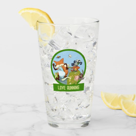 Liebe, die den Cartoon der Funny Woodland Animal R Glas (Vorderseite Ice)