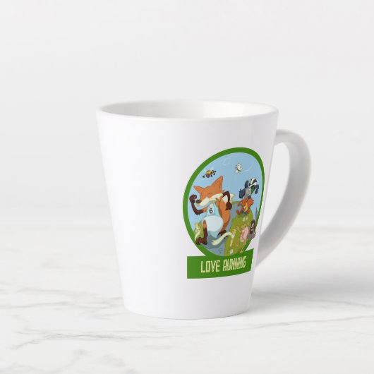 Liebe, die den Cartoon der Funny Woodland Animal R Milchtasse (Rechte Ecke)