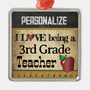 Liebe, die ein 3. Grad-Lehrer   Vintag ist Silbernes Ornament
