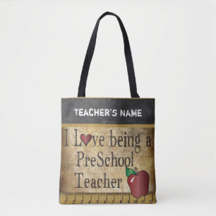 Liebe, die ein Vorschulname des lehrer- DIY ist Tasche