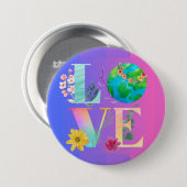 LIEBE Die erdfarbene Wasserfarbe Lila Button (Vorne & Hinten)