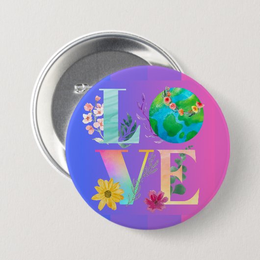 LIEBE Die erdfarbene Wasserfarbe Lila Button (Vorne & Hinten)