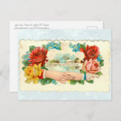 Liebe die mit Händen und Rose Postkarte (Vorne/Hinten)