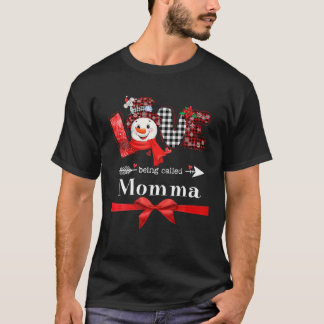 Liebe, die Momma Snowman Weihnachten Red Plai gena T-Shirt
