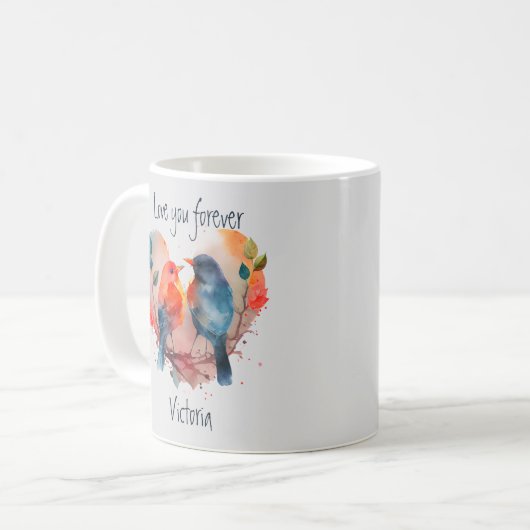 Liebe, die Sie für immer lieben, Ihren Namen anpas Kaffeetasse (Vorderseite Links)