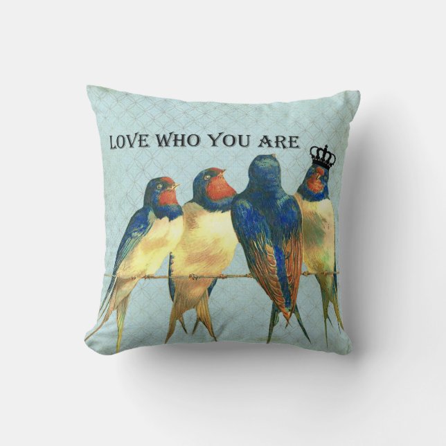Liebe, die Sie gekröntes Vogelkissen sind Kissen (Vorderseite)