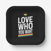 Liebe, die Sie Gewollt Rainbow Gay Pride Flag LGBT Pappteller (Vorderseite)