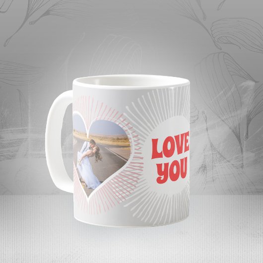 Liebe, die Sie Herz bestrahlt Hochzeitstypografie Kaffeetasse