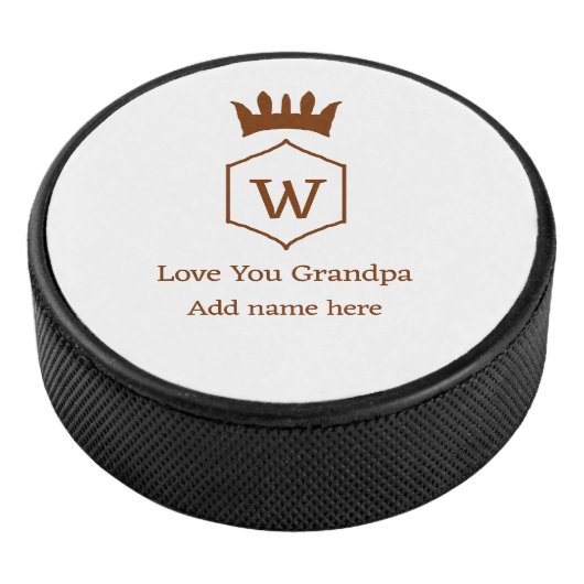 Liebe, die Sie Opa Kronen hinzufügen Namensdetails Eishockey Puck (3/4)